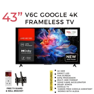 TCL 43″ V6C (New 2025) 4K HDR Google TV – 43V6C